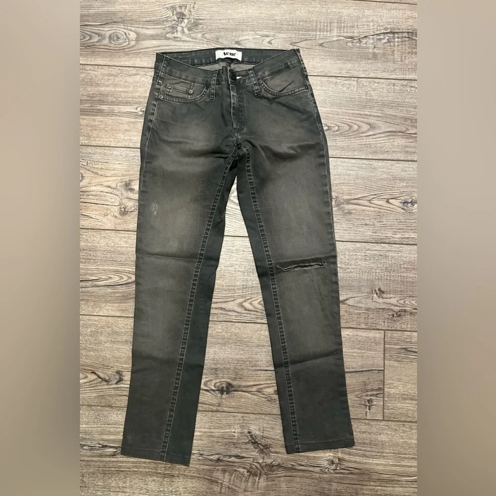 Vintage acne distressed black/gray jeans size 27 grunge preppy fringe - Picture 6 of 6